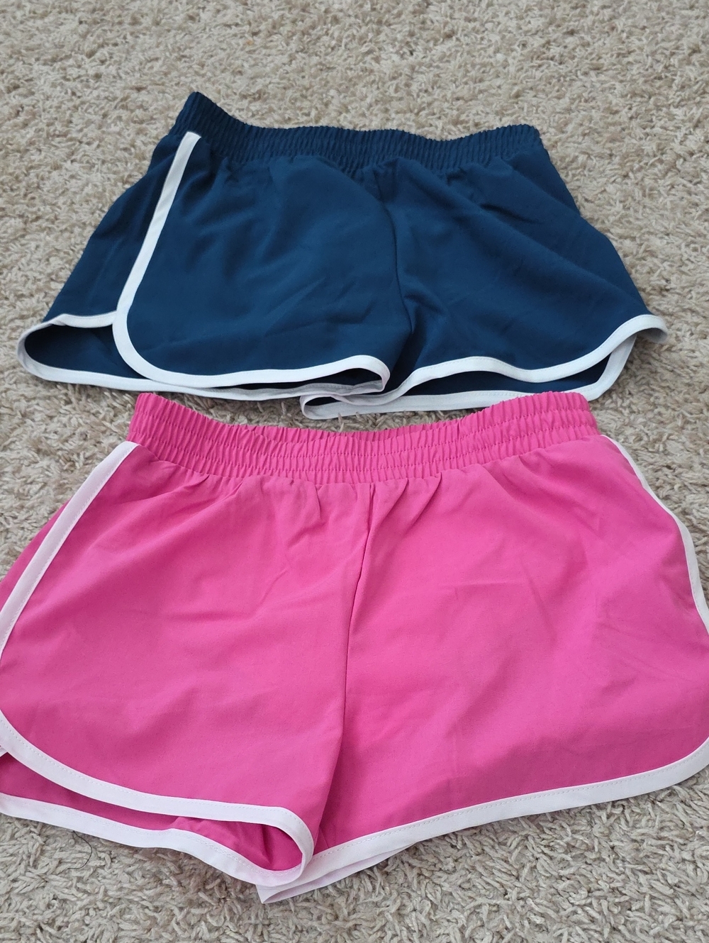 Amazon Essentials Pink and Navy Athletic Shorts with White Trim
